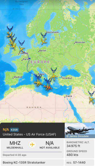 10 KC-130R mid-air refueling planes are heading towards the Middle East, accompanied by at least 20 ...