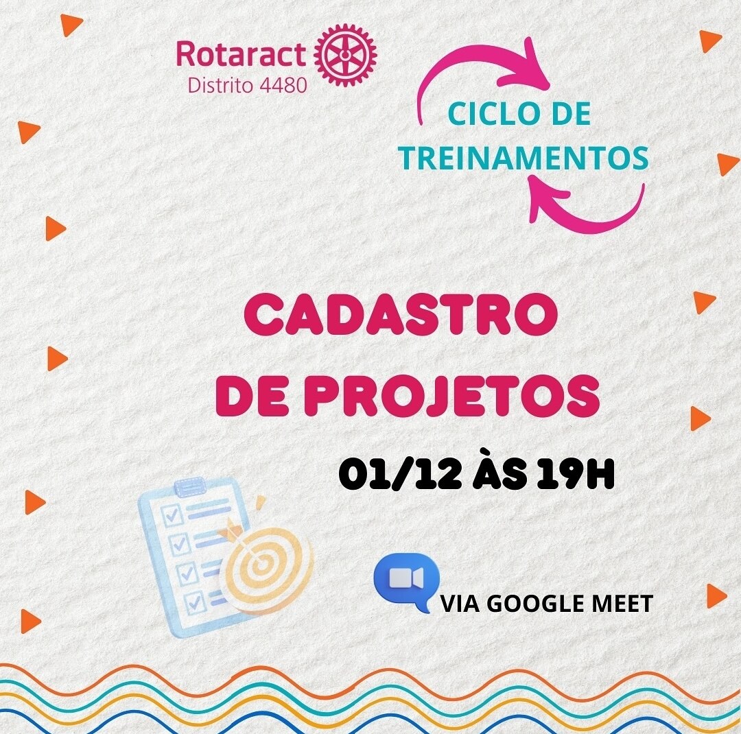 Texto do Rotaract4480:

Cadastro de Projetos

Aprenda tudo sobre Cadastro de Projetos com o especial...