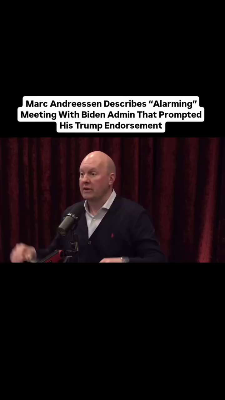 As if we didn't know we were headed to full on Marxist Communism... this confirms it... 
Billionaire investor and co-founder of the influential Silicon Valley venture capital firm Andreessen Horowitz reveals bombshell intel Americans need to hear NOW!
"We had meetings (Biden officials] this spring that were the most alarming meetings I've ever been in. Where they were taking us through their plans, and it was - basically just full government - full government control - like this sort of thing, there will be a small number
of large companies that will be completely regulated and controlled by the government, they told us. They said dot even start startups - there's just no way that they can succeed -
there's no way that we're going to permit that to happen."