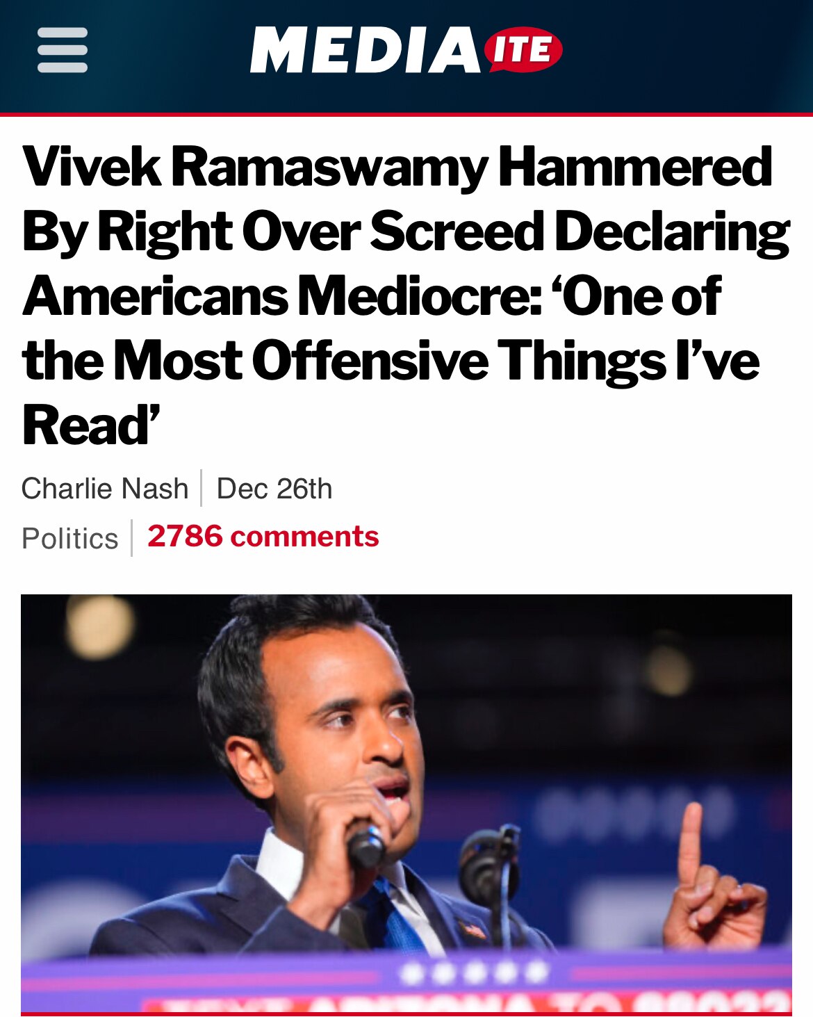 Much More Than ‘Offensive’: Repulsive 

https://www.mediaite.com/politics/vivek-ramaswamy-hammered-b...