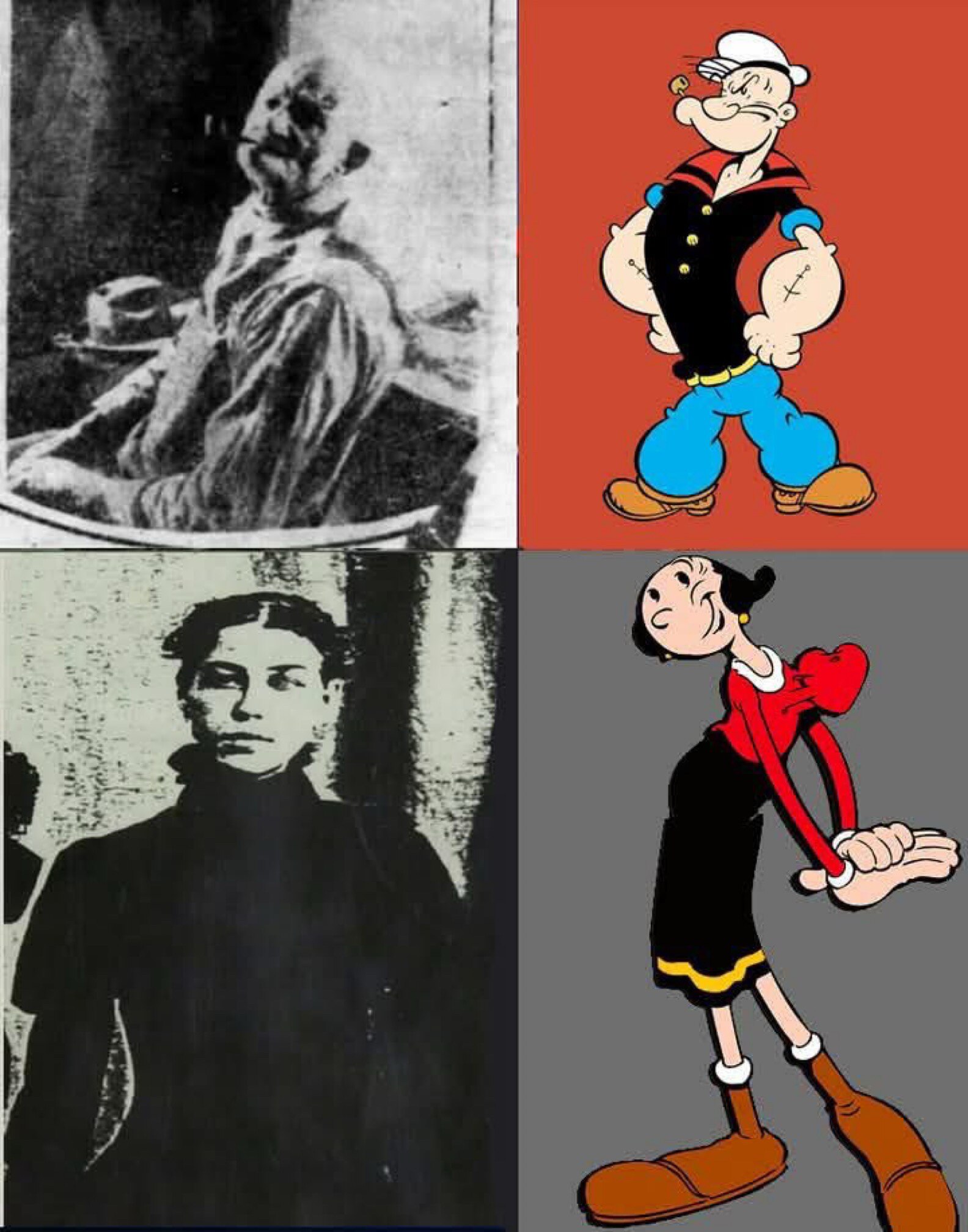 Just Saying!🤔😎Very interesting fun facts about Popeye the sailor!
His real name was Frank "Rocky" Fiegel.
He was born in 1868, in Poland and, as a child, immigrated to the United States with his parents, who settled down in a small town in Illinois.
As a young man, Rocky went to sea.
After a 20-year career as a sailor in the Merchant Marines, Fiegel retired.
He was later hired by Wiebusch's Tavern in the city of Chester, Illinois as a ‘Bouncer’ to maintain order in the rowdy bar.
Rocky quickly developed a reputation for always being involved in fighting (and usually winning). As a result, he had a deformed eye ("Pop-eye").
He also ‘always’ smoked his pipe, so he always spoke out of one side of his mouth.
In his spare time as a bouncer, Rocky would entertain the customers by regaling them with exciting stories of adventures he claimed to have had over his career as a sailor crossing the ‘Seven Seas.’
The creator of Popeye, Elzie Crisler Segar, grew up in Chester and, as a young man, met Rocky at the tavern and would sit for hours listening to the old sailor’s amazing ‘sea stories.’
Years later, Segar became a cartoonist and developed a comic strip called ‘Thimble Theater.’
He honored Fiegel by asking if he could model his new comic strip character, ‘Popeye the Sailor Man,’ after him. Naturally Fiegel was flattered and agreed.
Segar claimed that ‘Olive Oyl,’ along with other characters, was also loosely based on an actual person. She was Dora Paskel, owner of a smallgrocery store in Chester.
She apparently actually looked much like the Olive Oyl character in his comics.
He claimed she even dressed much the same way.
Through the years, Segar kept in touch with Rocky and always helped him with money; giving him a small percentage of what he earned from his ‘Popeye’ illustrations.
Who didn't love the cartoons??? We watched them religiously ... so funny, so moral ... each story had a good ending ... Who knew he was a real man😳ðŸ¤