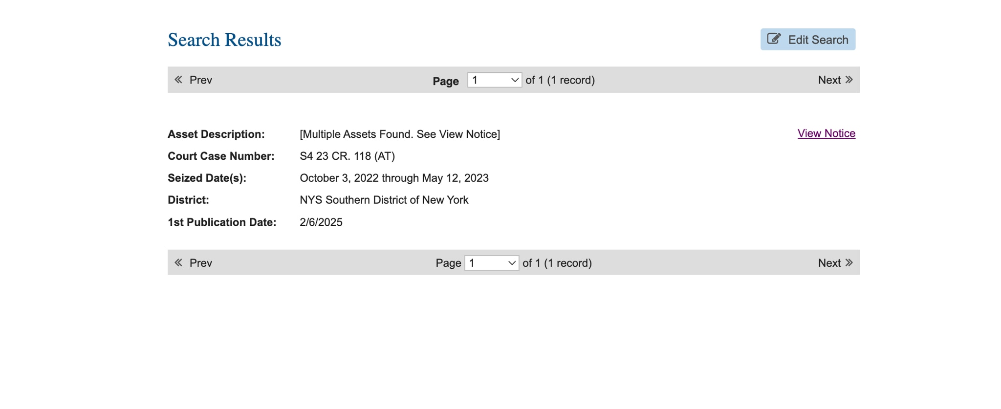 美国纽约南区联邦地区法院

法院案件编号：S4 23 CR. 118 (AT)；没收通知

特此通知，2025年1月7日，在美国诉伊薇特·王（Yvette Wang），又名"Yanping"，又名"Y...