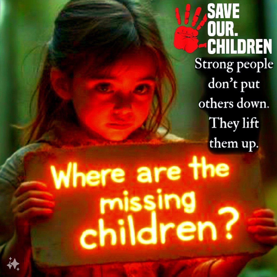 These criminals hide behind deception, but they can be exposed:

• A child in a place they shouldn't...