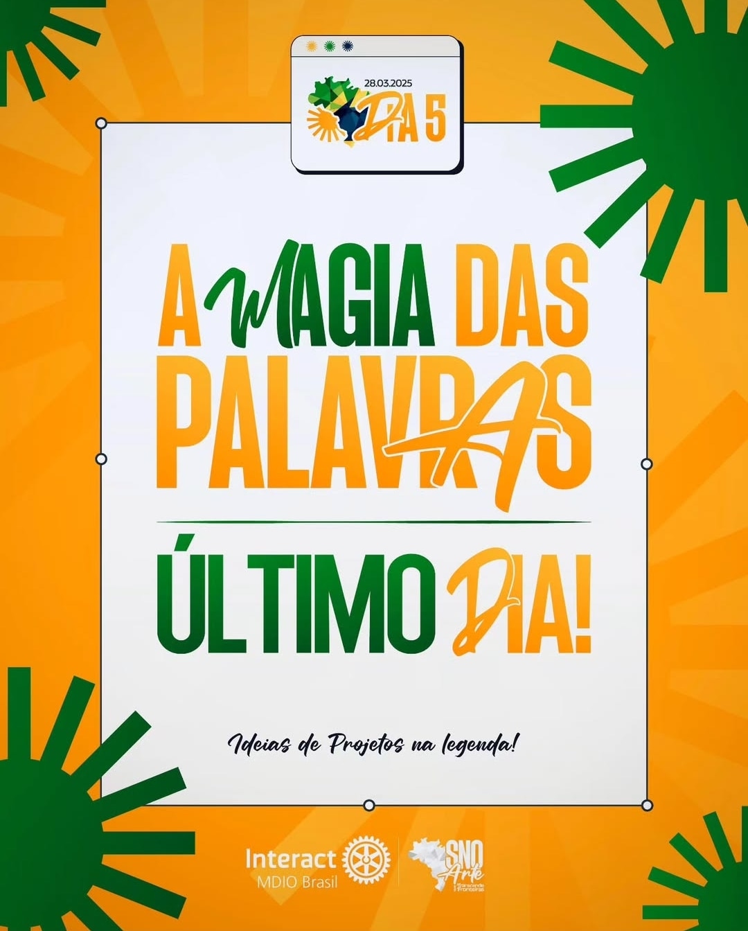 Texto do MDIO Interact Br:

A MAGIA DAS PALAVRAS ESTÁ NO AR!

No último dia da Semana Nacional da Or...