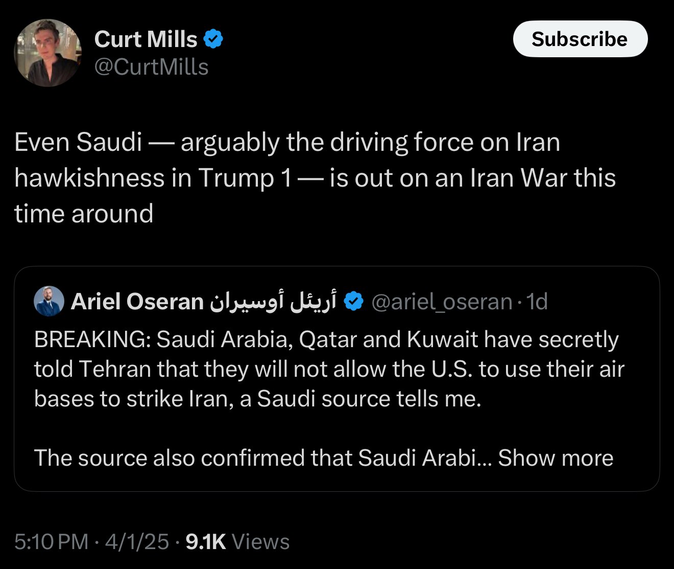 No War with Persia 

https://x.com/curtmills/status/1907224198348443759?s=46&t=0m-2jE9YSFIC_s7Kw2F2n...