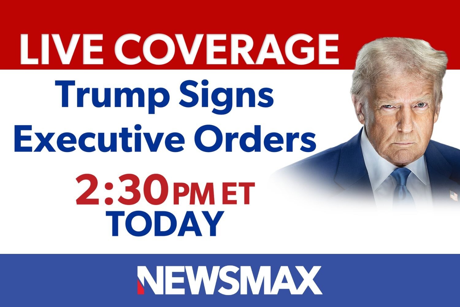 TUNE IN: LIVE coverage as President Donald Trump signs executive orders — TODAY at 2:30 PM ET on NEWSMAX. WATCH: nws.mx/tv   
