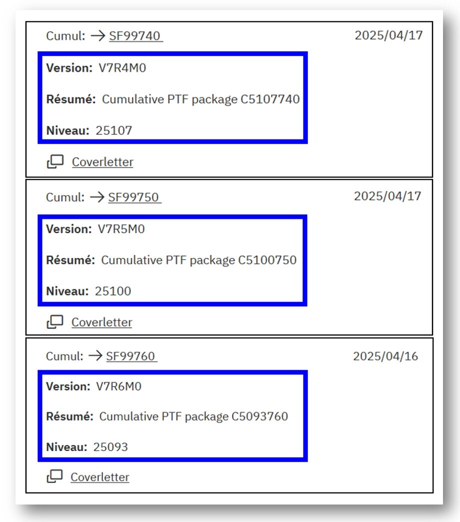 🔘 IBM i – Disponibilité des cumulatives et des Technology Refresh 7.4, 7.5 et 7.6
- Date de disponibilité : 18/04/2025

Lire la news sur https://poweribmi.fr/news-2025/#avr25-5
