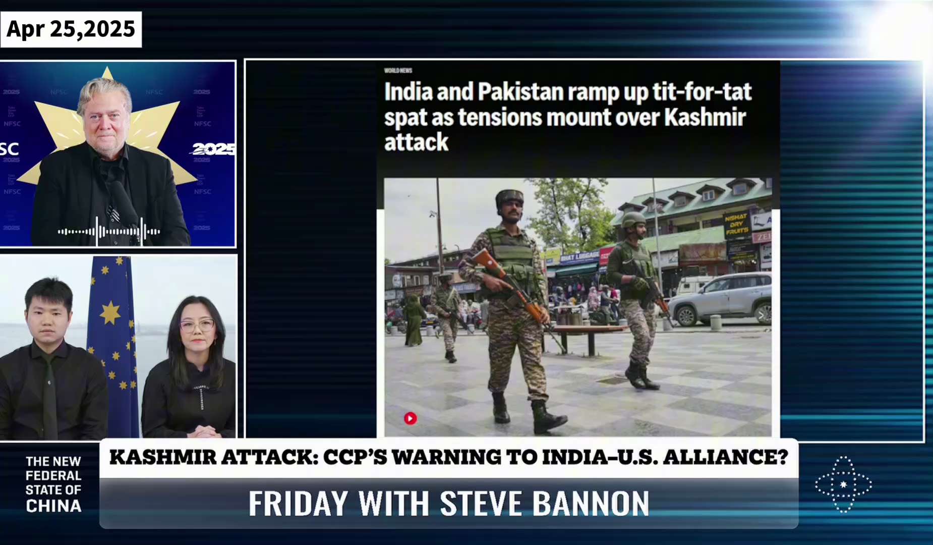 班农：中共是克什米尔危机背后的黑手，将长期存在的印巴争端变成了一个新的地缘政治热点。
Bannon: The CCP is the black hand behind the Kashmir cris...