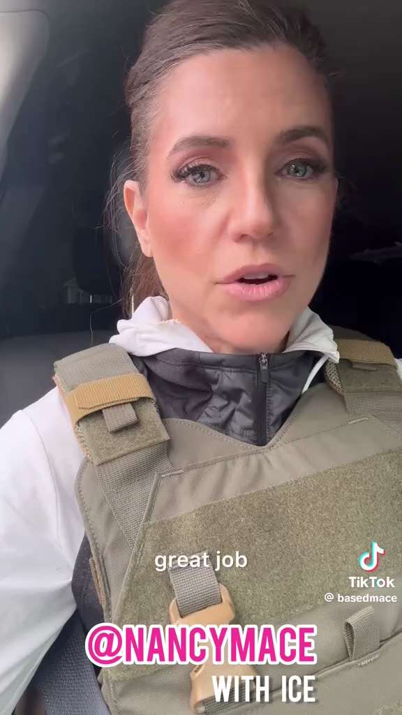 IN SOUTH CAROLINA THIS MORNING NANCY MACE PUT ON HER BULLET PROOF VEST AND HEADED OUT WITH ICE 
