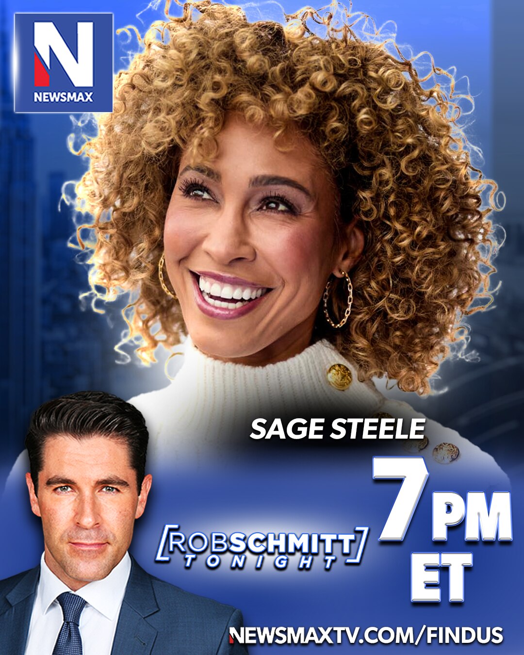 TONIGHT: Longtime sports analyst and media personality Sage Steele will join "Rob Schmitt Tonight" —...