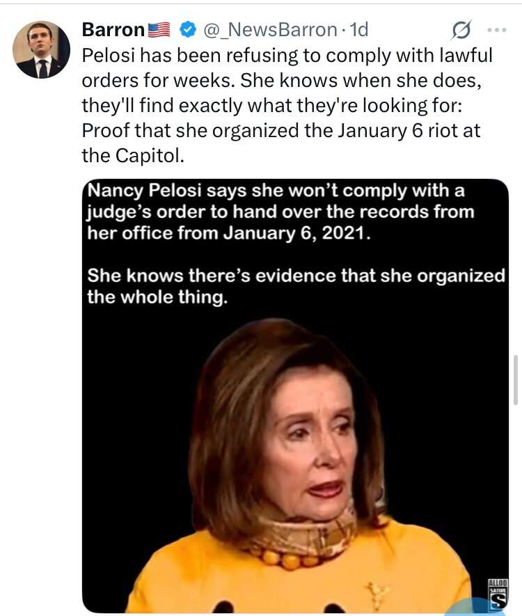 Interesting !
PELOSI REFUSES TO TURN OVER HER RECORDS FROM JAN. 6th 2021 !
We Already Know With Proo...