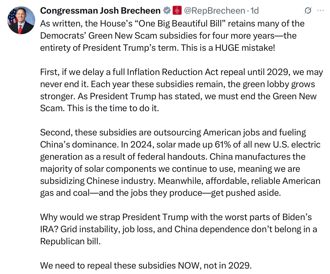 “THIS” is why Trump’s BIG UGLY BILL was Defeated in Committee.  Thanks to Rep Brecheen for Standing ...