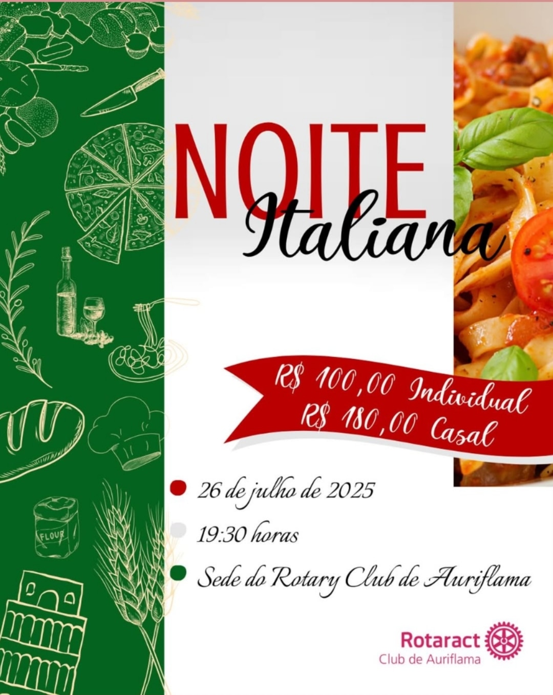 Texto do Rotaract Club de Auriflama:

A nossa tradicional Noite Italiana está de volta, com nossos p...