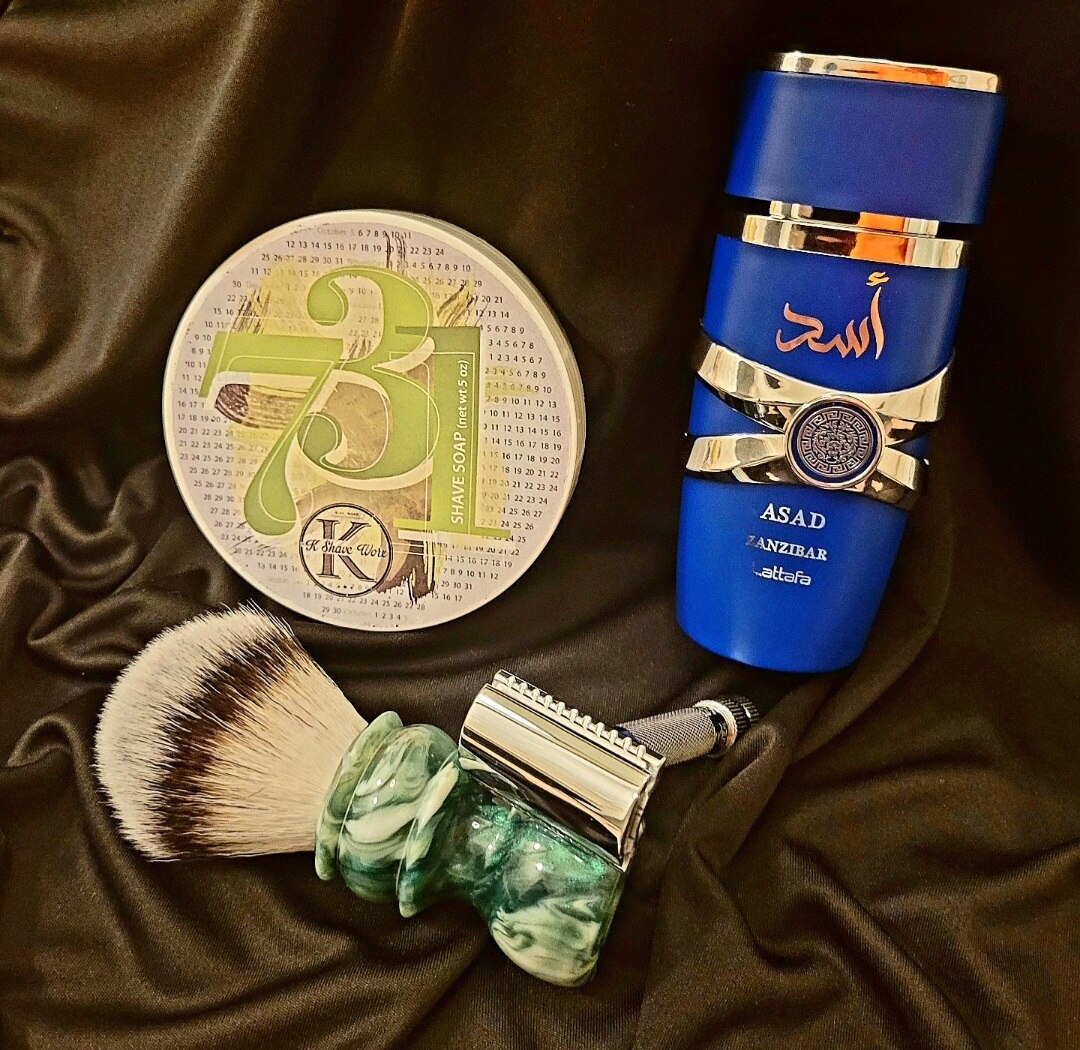 K Shave Worx SOTD
731

Soap     731

Brush    Sawdust Creation Studio 
@bobbymoffett 

Razor    Merk...