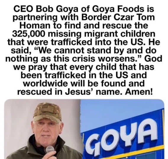 GOYA FOODS IS ABOUT THE ONLY HUGE FOOD MANUFACTURER THAT SPENDS MILLIONS TRYING TO HELP PEOPLE !
They Were Trump Supporters From The Beginning
A GREAT COM