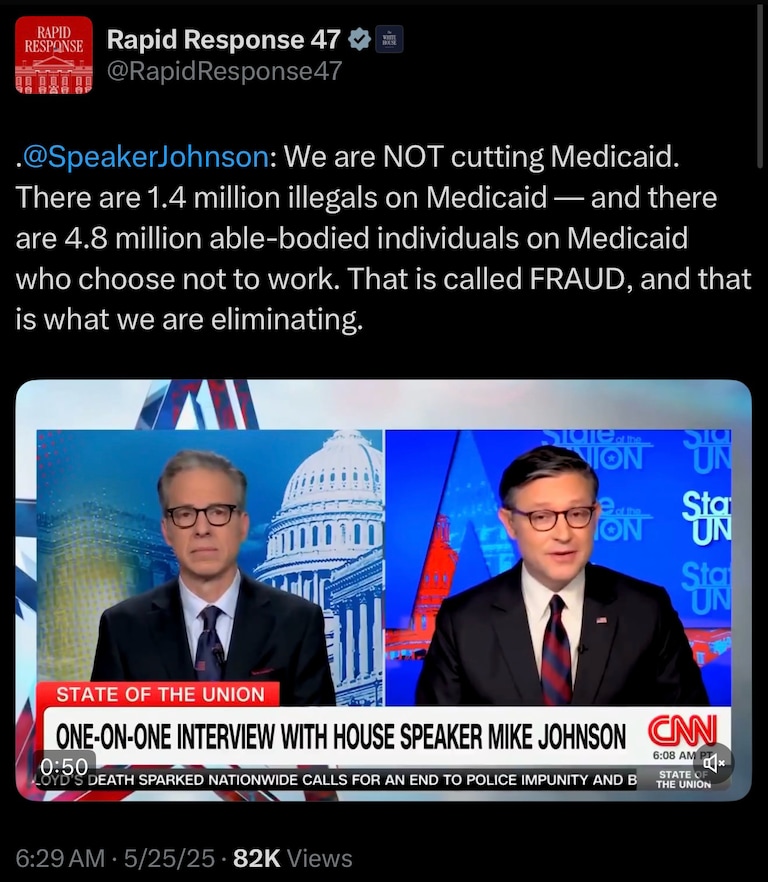 Saving Medicaid 

https://twitter.com/RapidResponse47/status/1926631592539066658