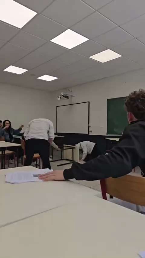 Classroom disruption ensues while the math teacher's back is turned! Get ready for the prof to drop ...