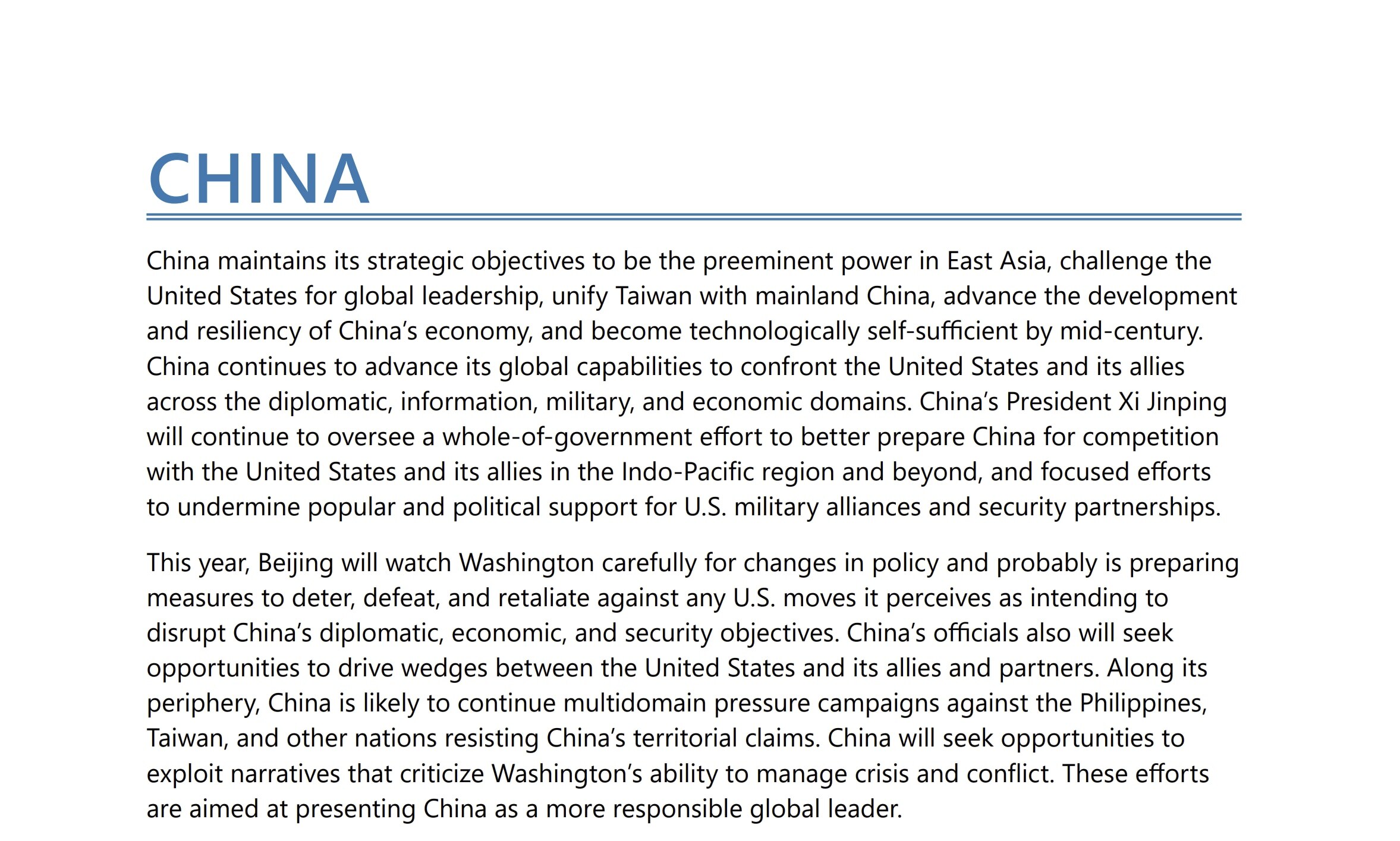 【美国之声--中共将继续挑战美国在全球的领导地位】5月26日由美国国防情报局（DIA）提交给众议院军事委员会的2025年《全球威胁评估报告》：

中共国维持其战略目标，即成为东亚的主导力量，挑战美国的...