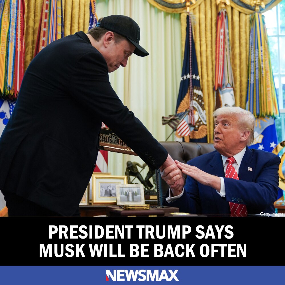 President Donald Trump, wishing senior adviser Elon Musk well on his last official day at the White ...