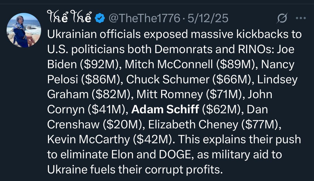 THIS WHISTLEBLOWERS LIST OF POLITICIANS THAT GOT KICKBACKS FROM UKRAINE

LINDSAY GRAHAM - 82 MILLION...