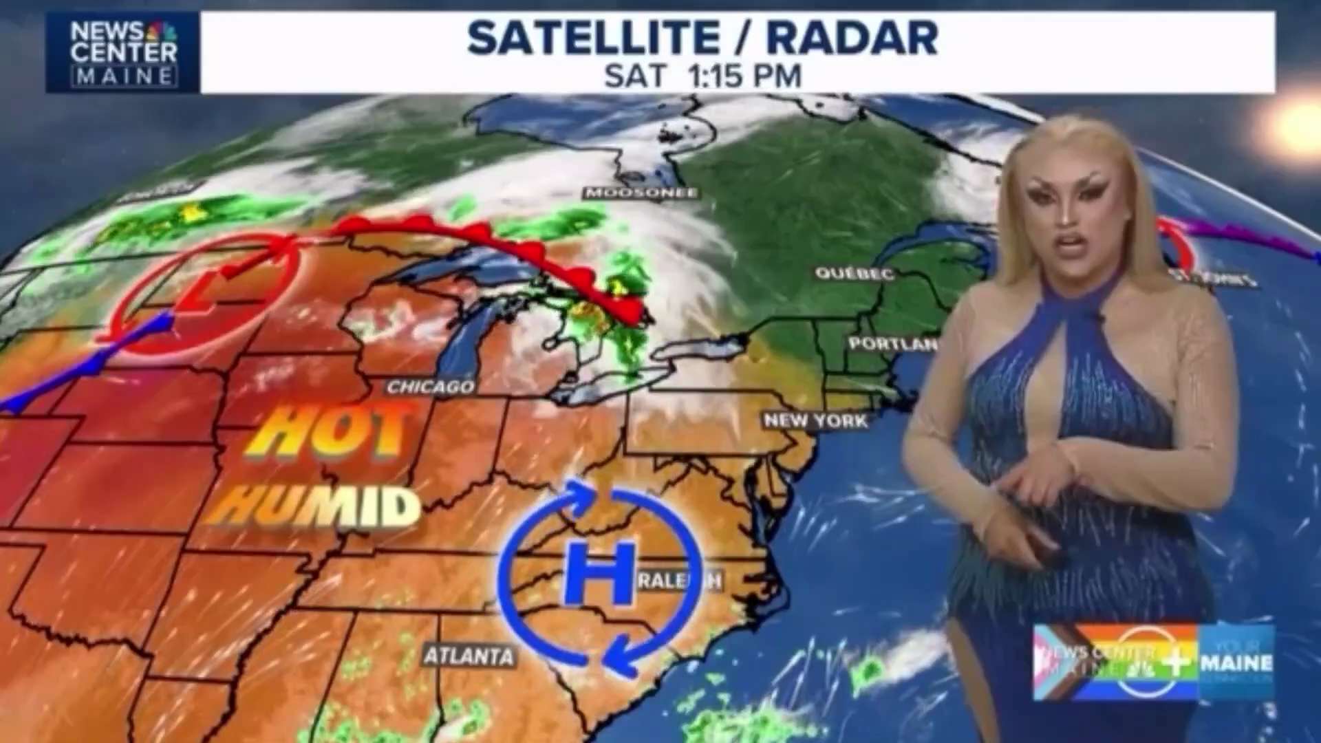#Boycott 
#NBC  shoving more 
LGBTQ 🌈 
Just like ⭕️ BAMA 

Drag queen delivers the weather report o...