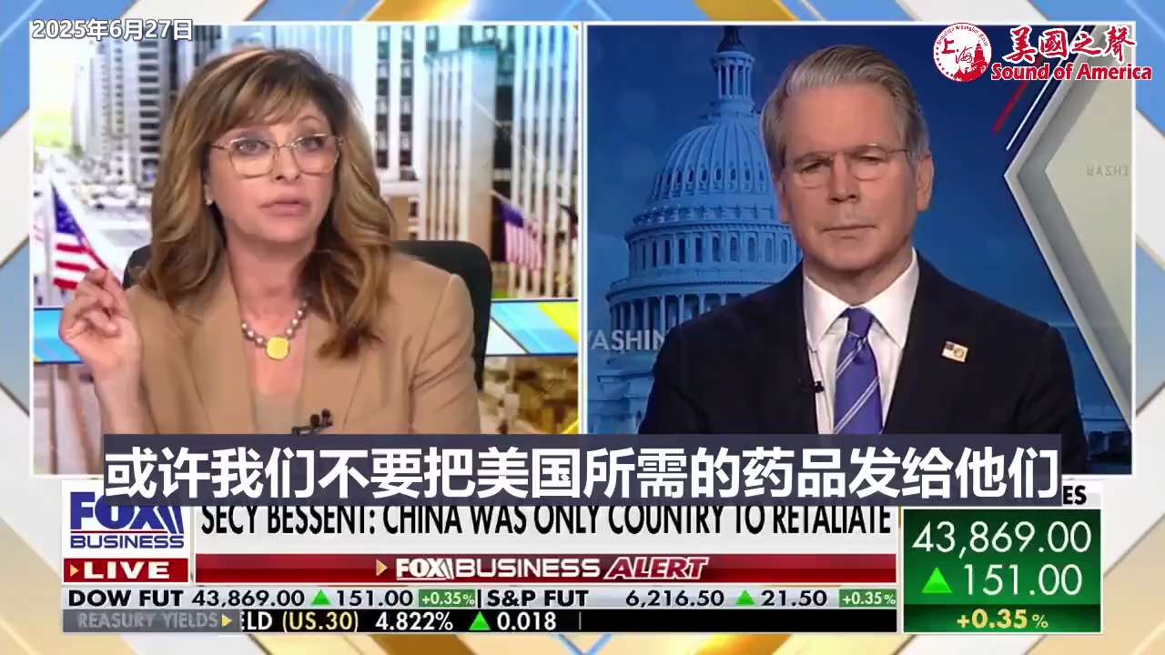 【美国之声--需要去风险（重建供应链）】2025年6月27日财长贝森特（Scott Bessent）：

新冠疫情唯一的好处是，它成了供应链中断情况的“实战演练”，供应链在疫情期间确实被切断了。 所以...