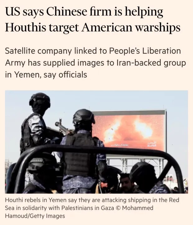 US says CCP’s satellite firm is helping the Houthis target American warships.

The CCP’s satellite c...
