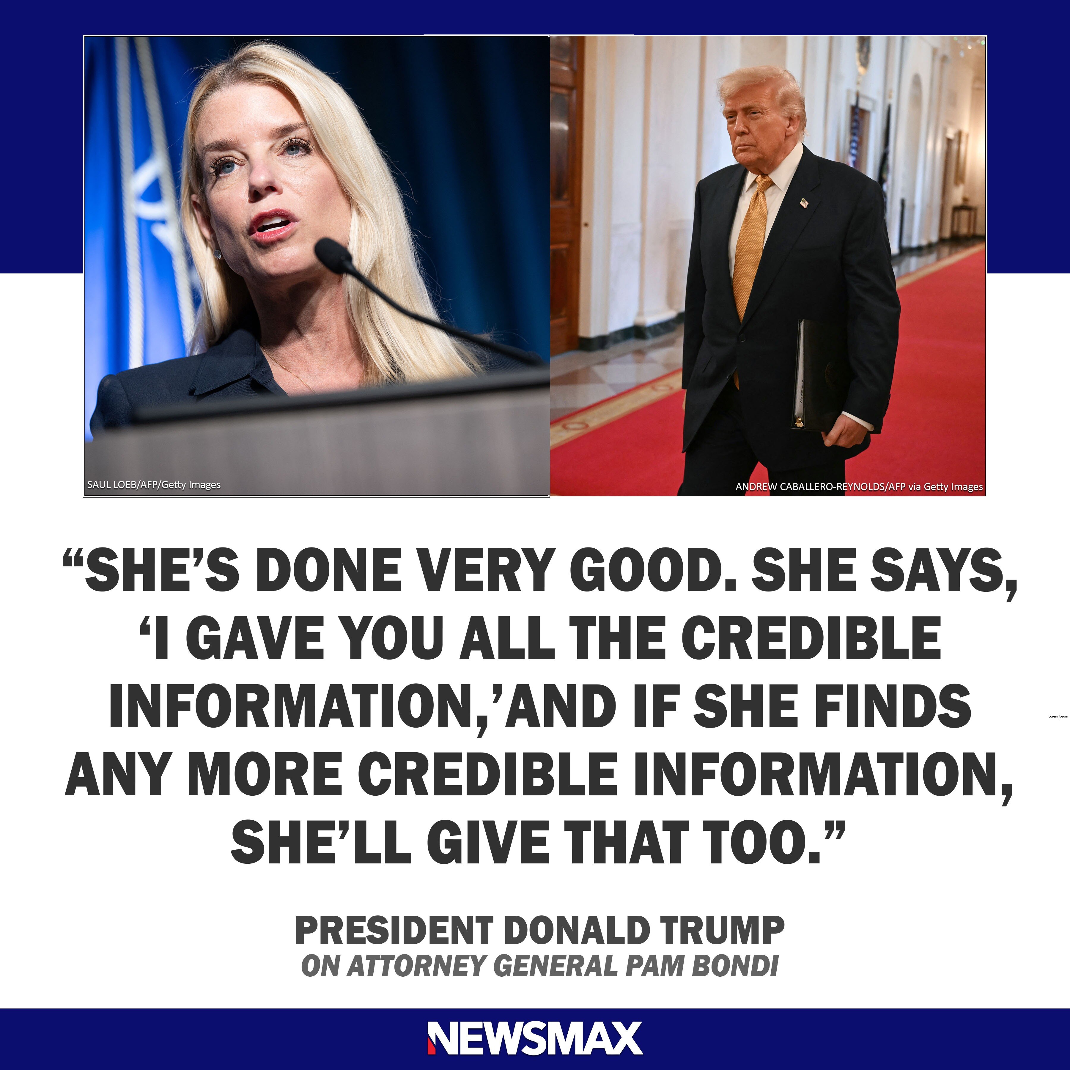 President Donald Trump said Attorney General Pam Bondi is doing a terrific job despite backlash over...