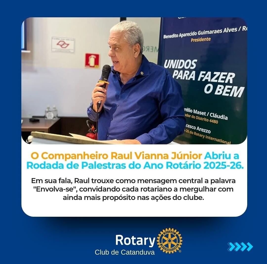 O Rotary Club de Catanduva deu início à Rodada de Palestras do Ano Rotário 2025-26 com uma reunião e...