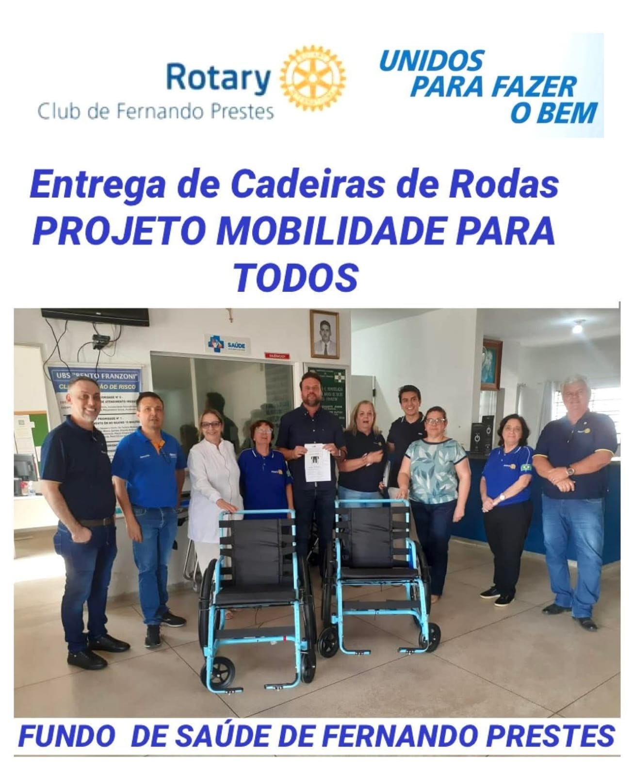 O ROTARY CLUB DE FERNANDO PRESTES, no dia 22 de julho de 2025, com a presença do seu Pres. 2025/26, ...