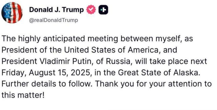 Gipfeltreffen zwischen Trump und Putin am 15. August in Alaska!

US-Präsident Donald Trump hat in ei...