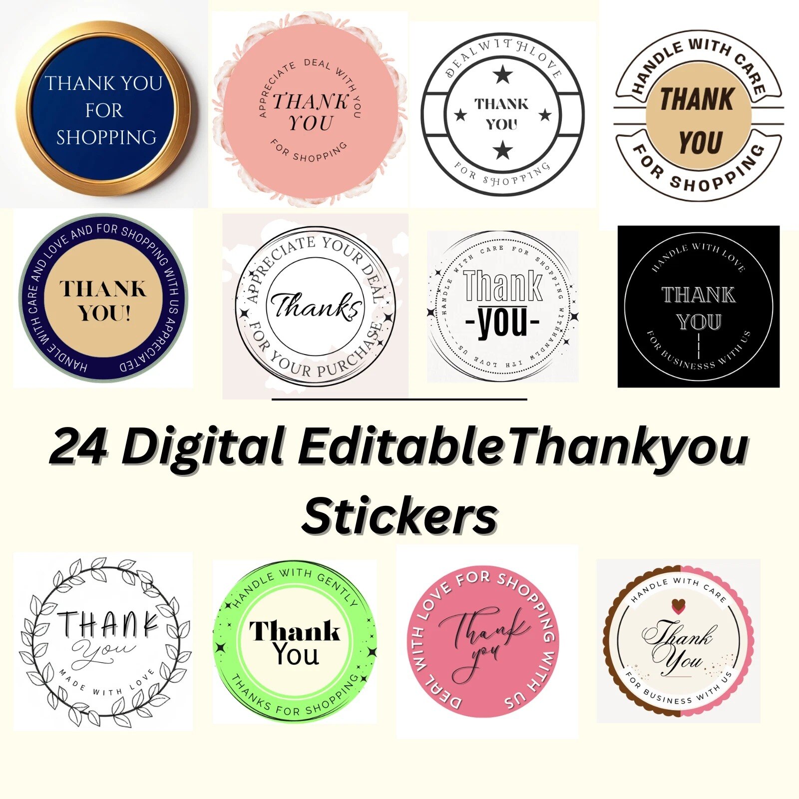 24 Digital PDF Editable Thankyou stickers Thankyou label Printable downloadable
www.ebay.com/itm/257...
