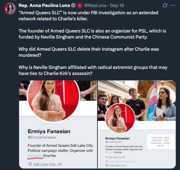 Representative Anna Paulina Luna revealed that the FBI is investigating the extremist group "Armed Q...