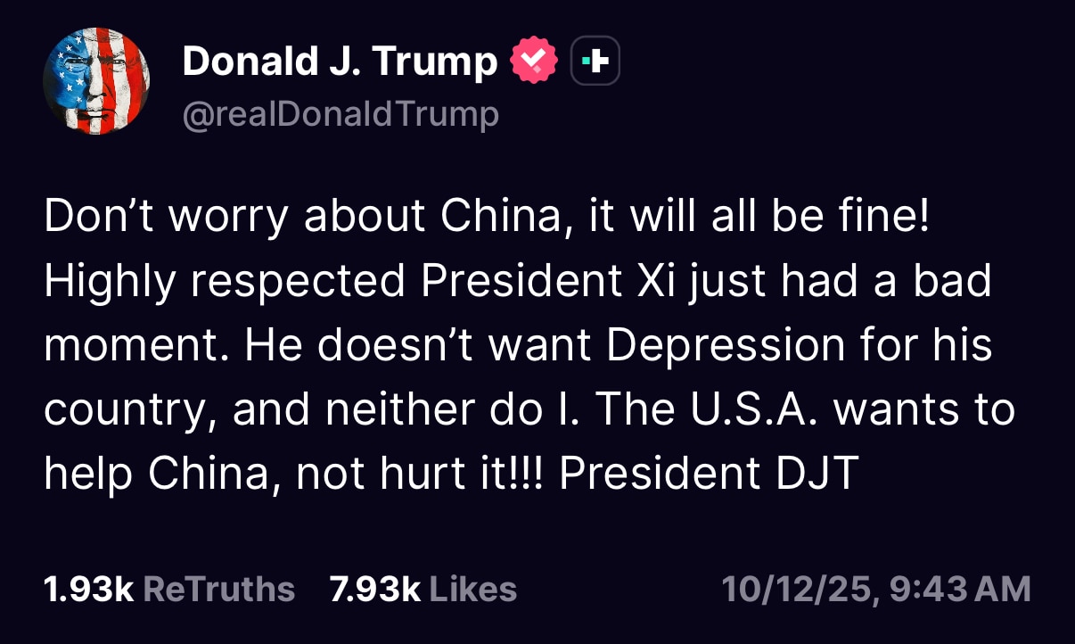 Mr President the CCP is @ Economic War with America…They are not interested in our ‘help’ , they are...