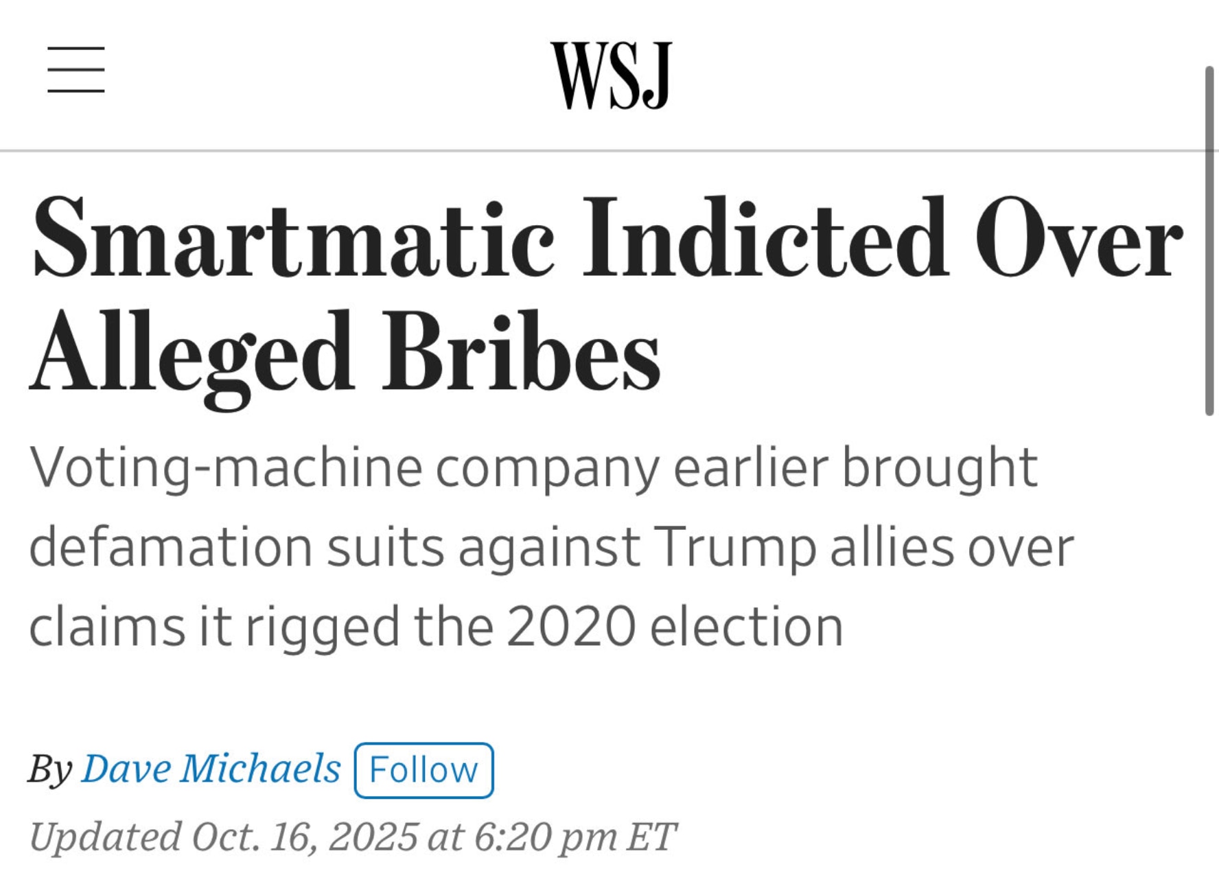 投票软件技术公司Smartmatic 因涉嫌行贿外国官员及洗钱，10月16日在美国被指控。涉案行为与该公司十多年前在菲律宾争取业务的行动有关。

此前，有呼声要求调查并控告 Smartmatic 在2...