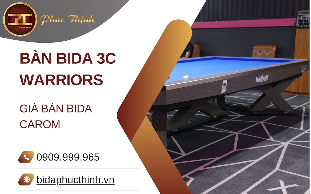 Bàn Bida 3c Warriors - Giá Bàn Bida Carom Warriors 2025

Bàn Bida 3C Warriors là mẫu bàn Bida Carom ...