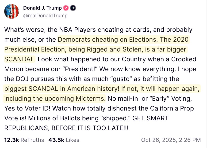 🚨 PRESIDENT TRUMP: “The 2020 Election, being Rigged and Stolen, is a far bigger SCANDAL... If not [...