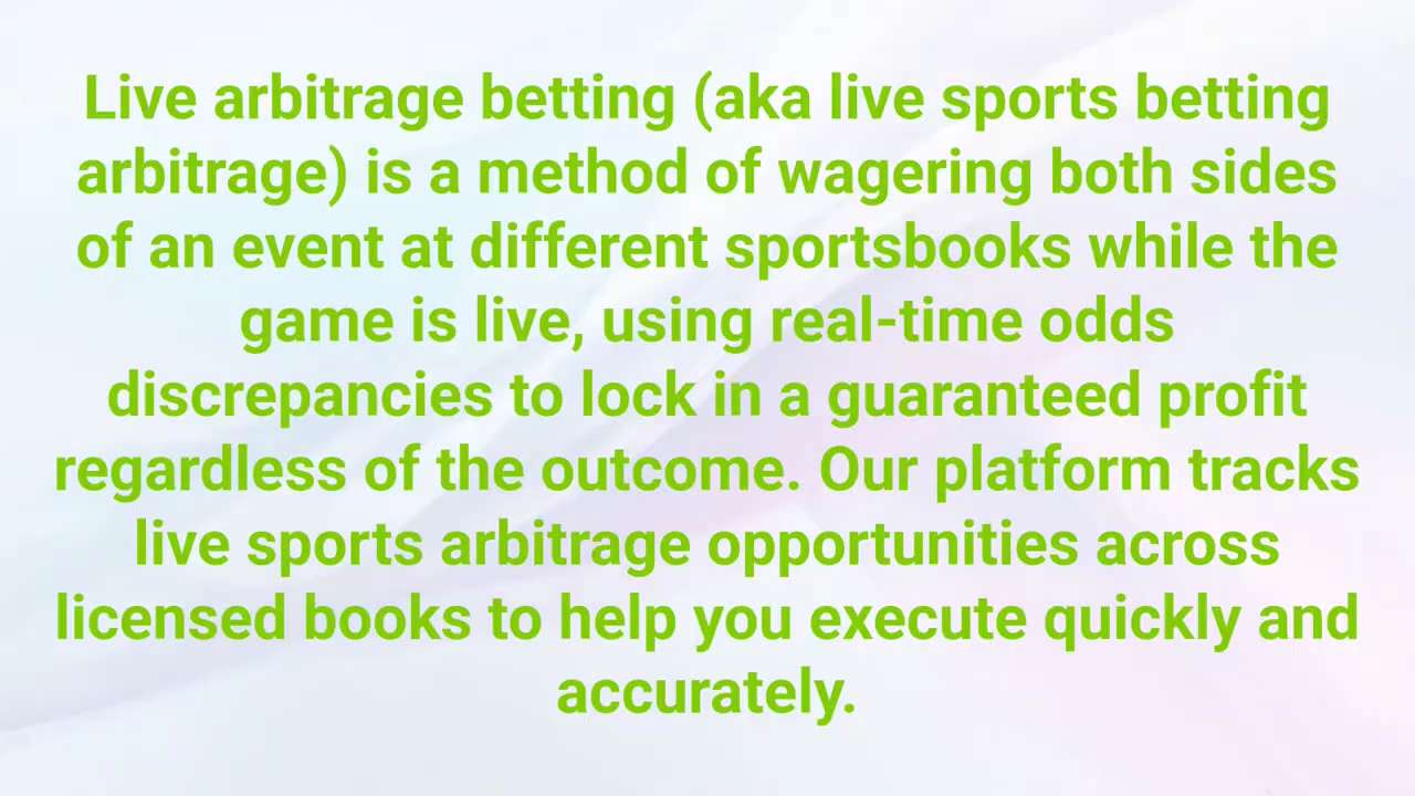 Live Sports Arbitrage delivers a streamlined, reliable solution for anyone looking to profit through...