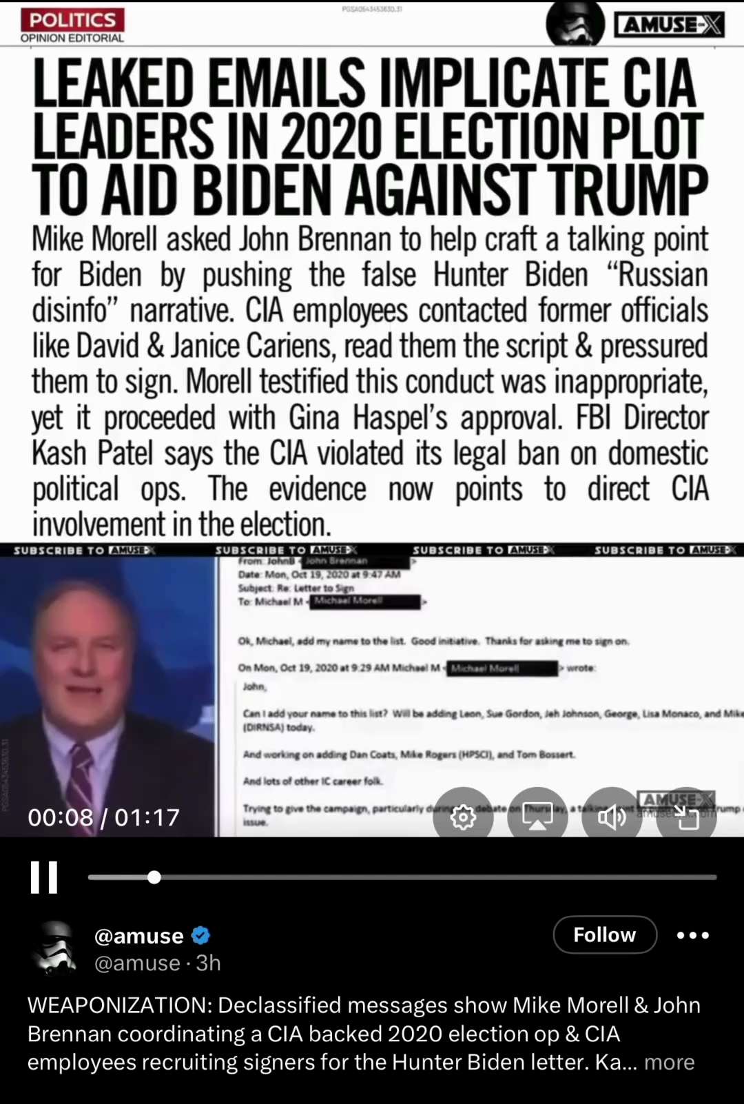 Solomon: Evidence Points to Direct CIA Involvement in the Stolen 2020 Presidential Election: Brennan...