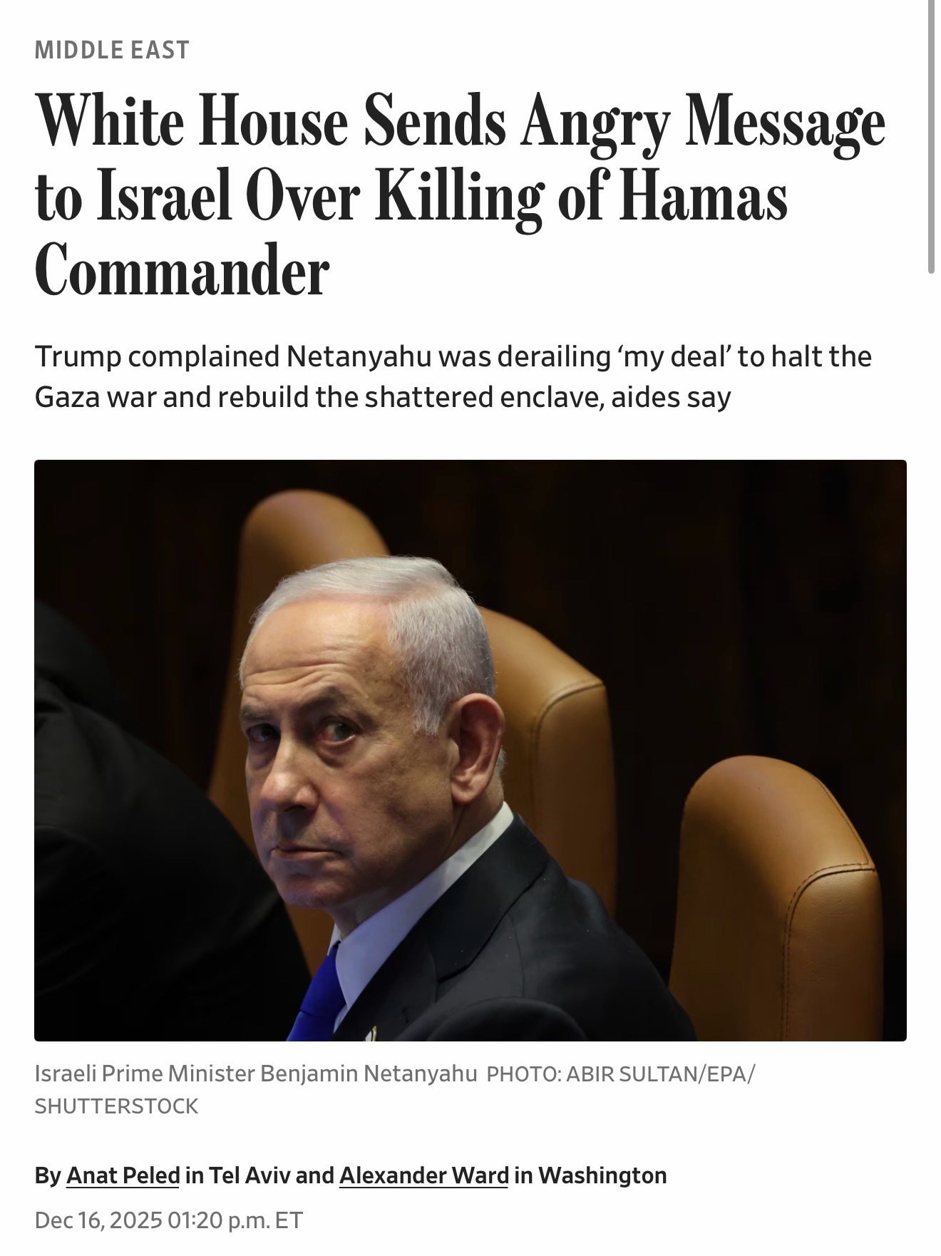 BANNON: Netanyahu Wearing Out His Welcome 

“Trump has separately told aides that Netanyahu was dera...