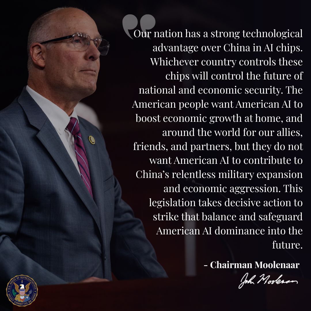 House Select Committee on China Chairman Rep. Moolenaar comments on the introduction of the AI OVERW...
