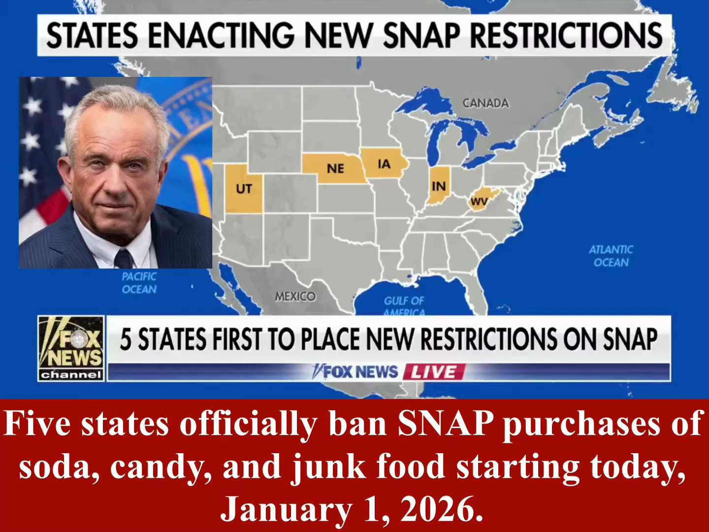 🚨 MAHA MOMENT: Five states officially ban SNAP purchases of soda, candy, and junk food starting tod...