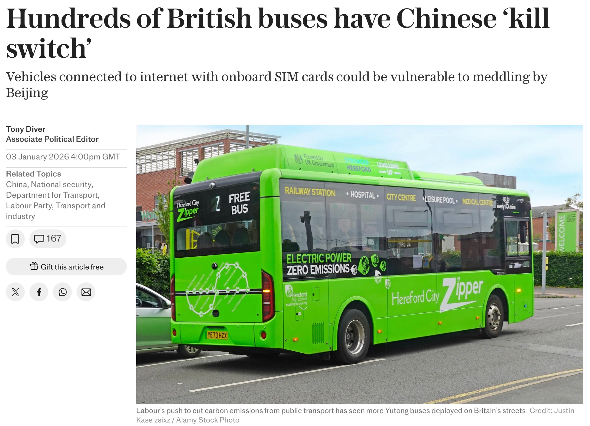 Jan.3 - 🇬🇧 🚌 UK security agencies have found it is technically possible for hundreds of Chinese-m...