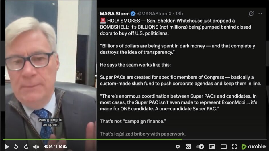 #sheldonwhitehouse #superpacs #congress #darkmoney #exxonmobile #bribery
