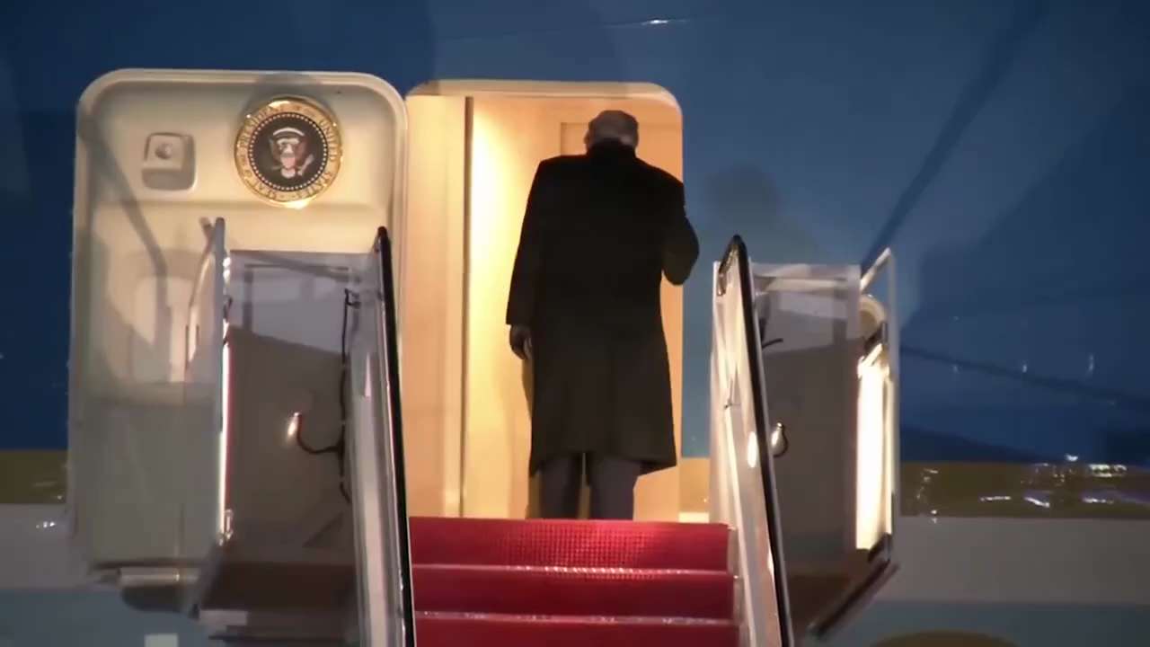 President Trump boards Air Force One for Davos, Switzerland - where he'll meet with world leaders an...