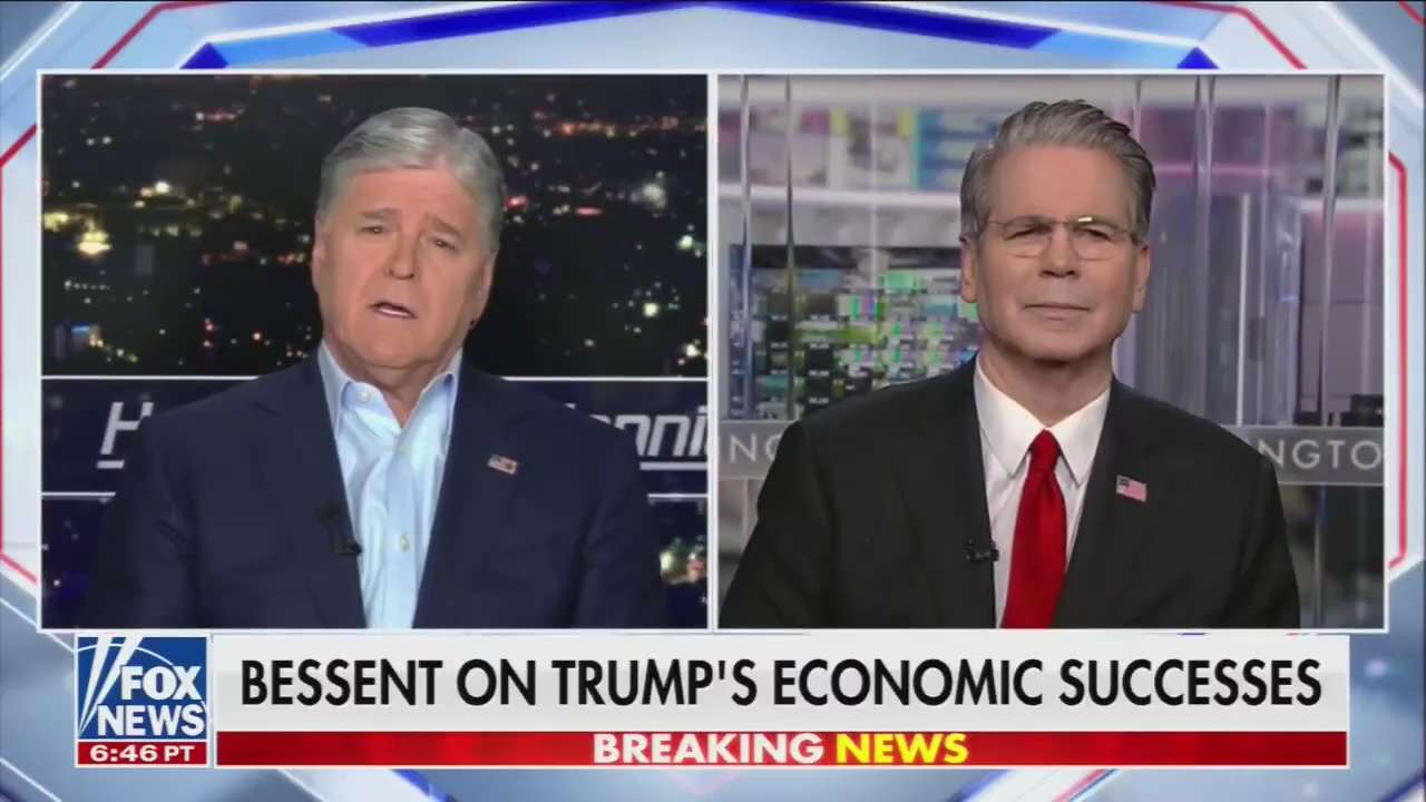 Scott Bessent tells Sean Hannity that he was in the Oval Office with President Trump when Mark Carne...