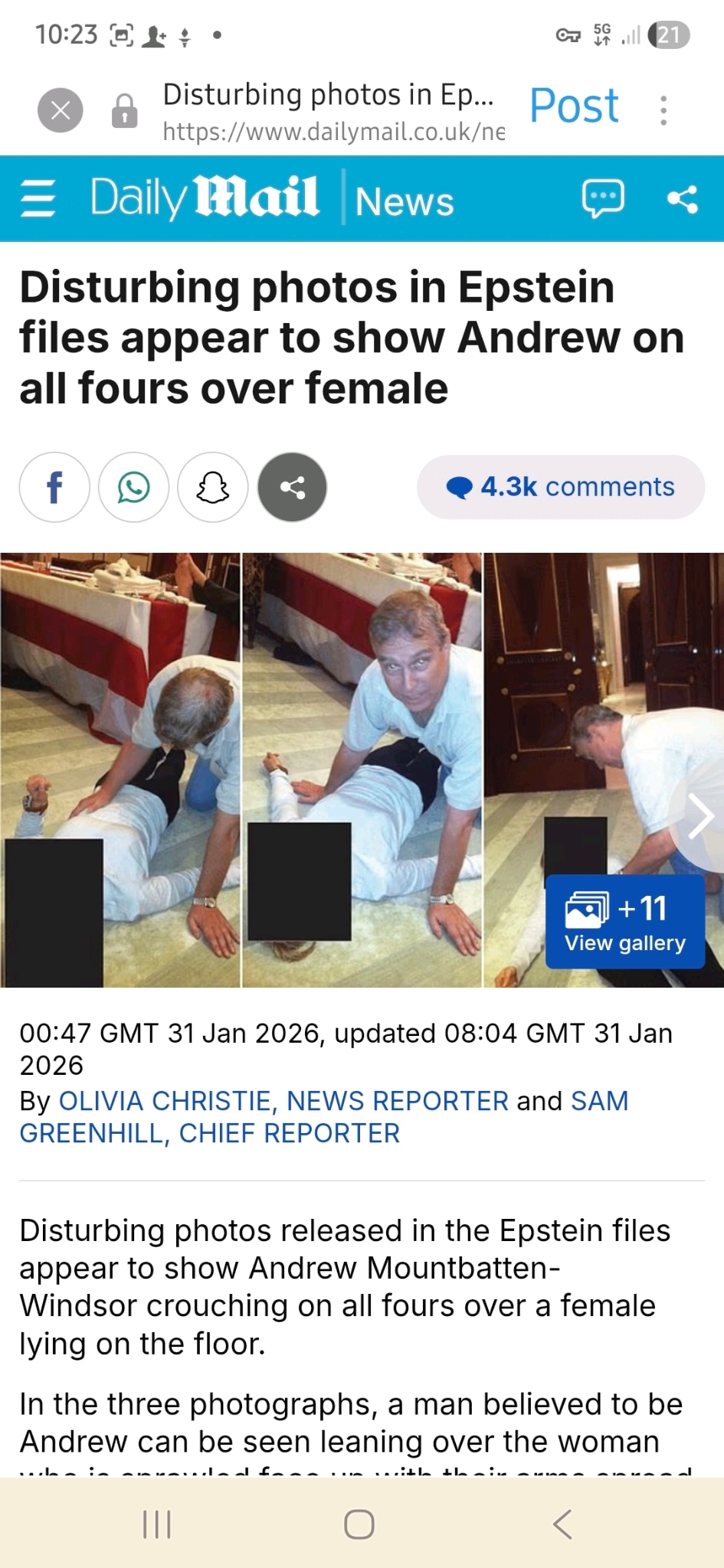 Des photos troublantes dans les dossiers Epstein semblent montrer Andrew à quatre pattes au-dessus d...