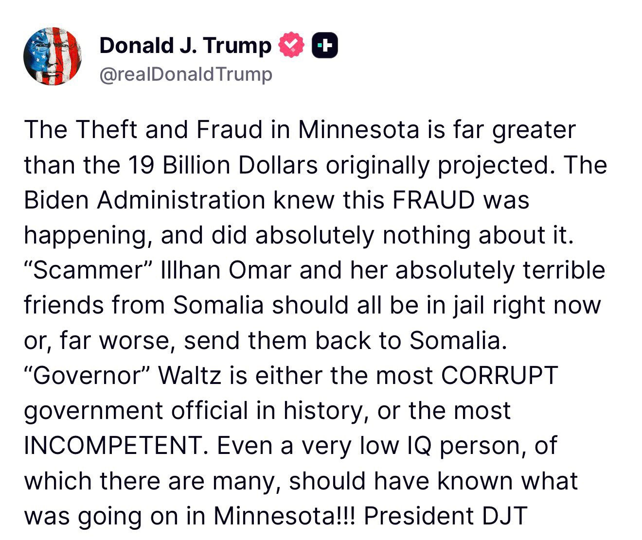 ‼️🚨🇺🇸🇸🇴 PRESIDENT TRUMP - SOMALI THIEVES SHOULD ALL BE IN JAIL OR GONE: Minnesota fraud is MUCH...