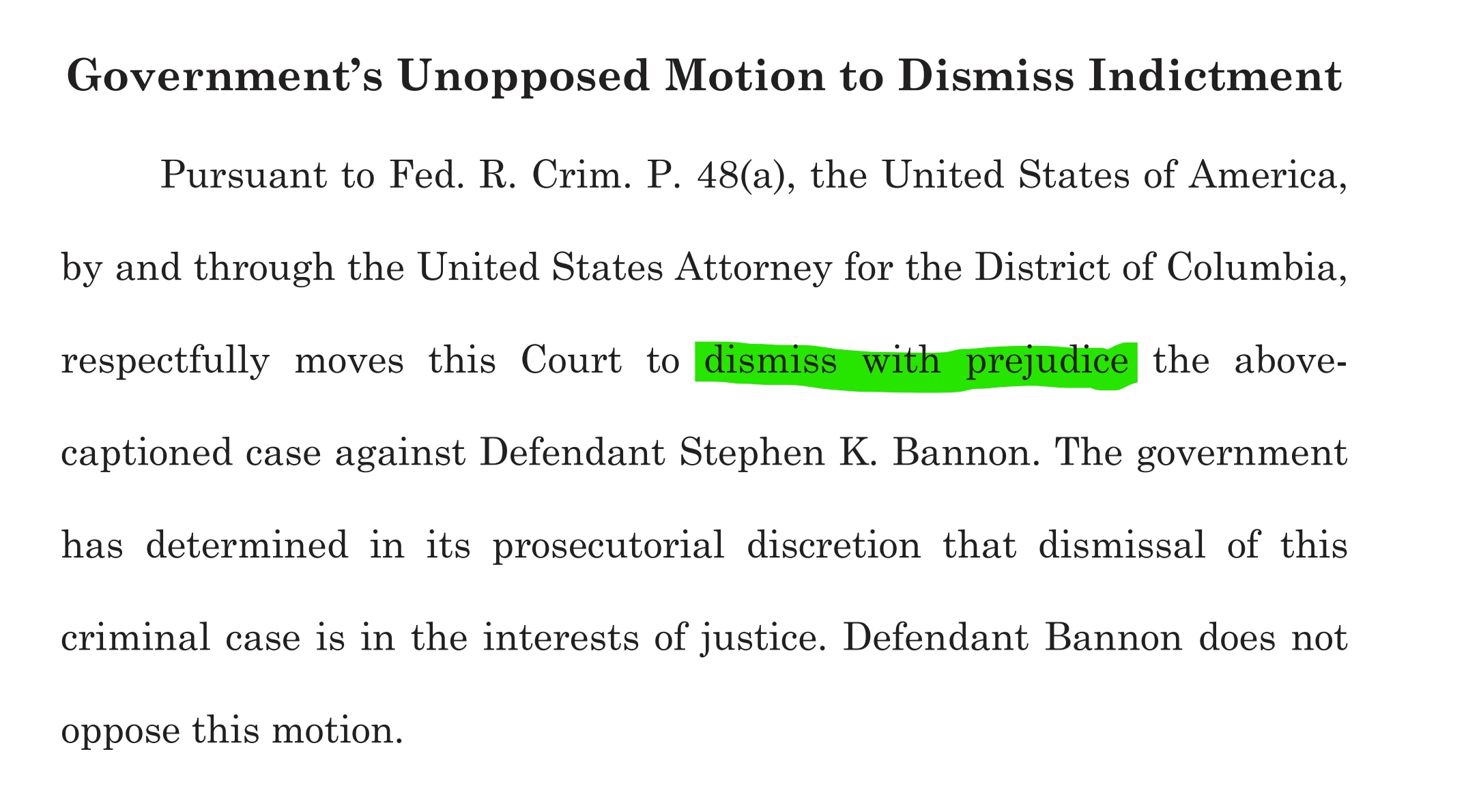 【美国之声】2026年2月9日，哥伦比亚特区检察官皮罗提交动议，要求法院🔥永久撤销（dismiss with prejudice）🔥班农藐视国会案，理由是“撤销本刑事案件符合司法公正”。 动议全文...