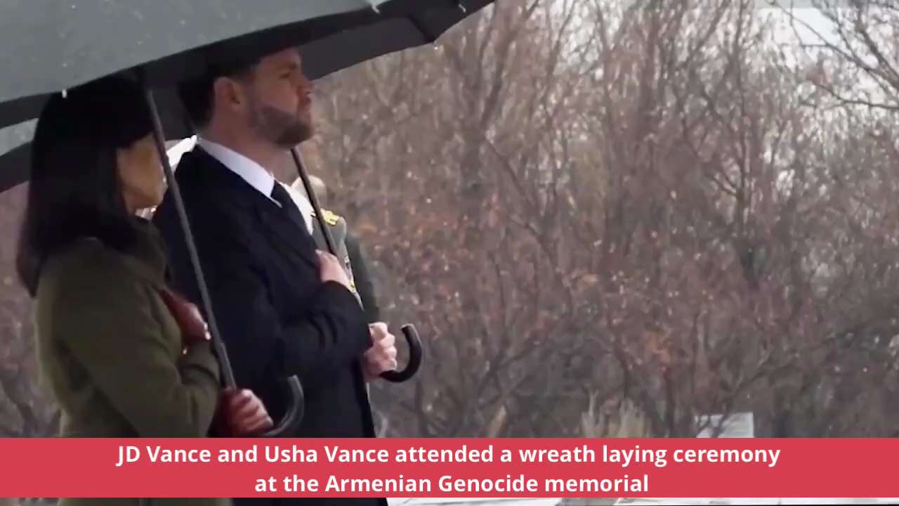 🚨Vice President Vance and Second Lady Usha Vance attended a wreath laying ceremony at the Armenian ...